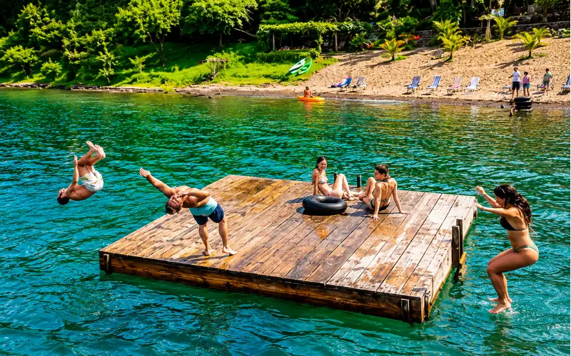 Floating dock at Apoyo Lagoon Natural Reserve, Nicaragua.