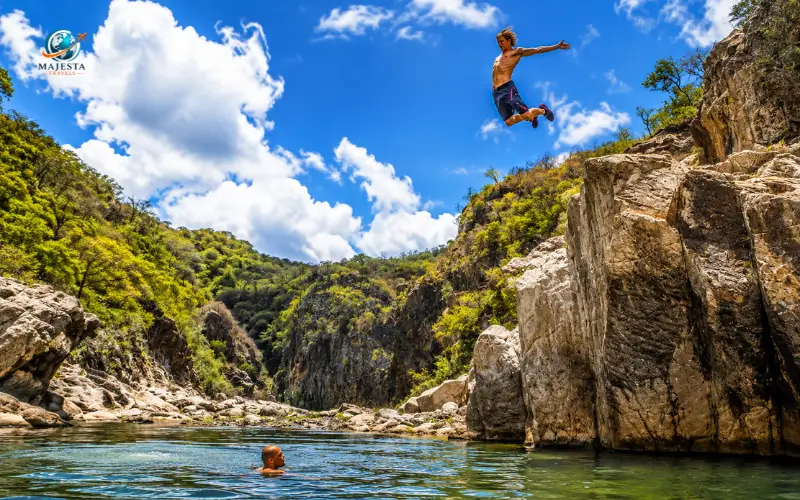 Cliff jumping at Somoto Canyon
