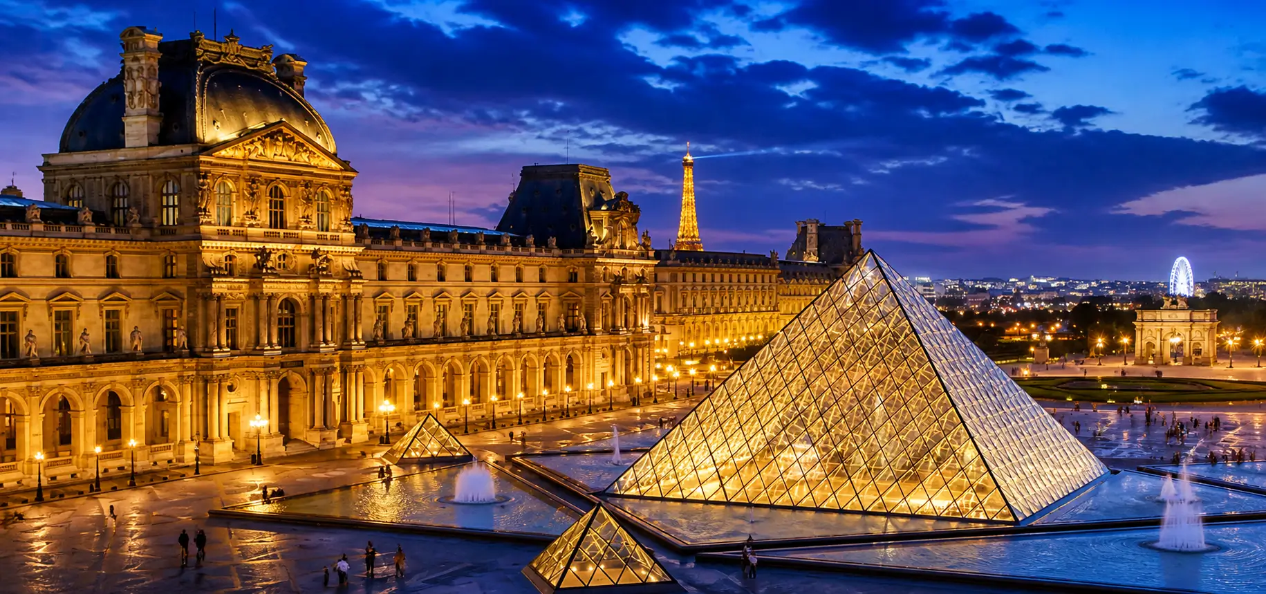 Twilight at the Louvre courtyard
