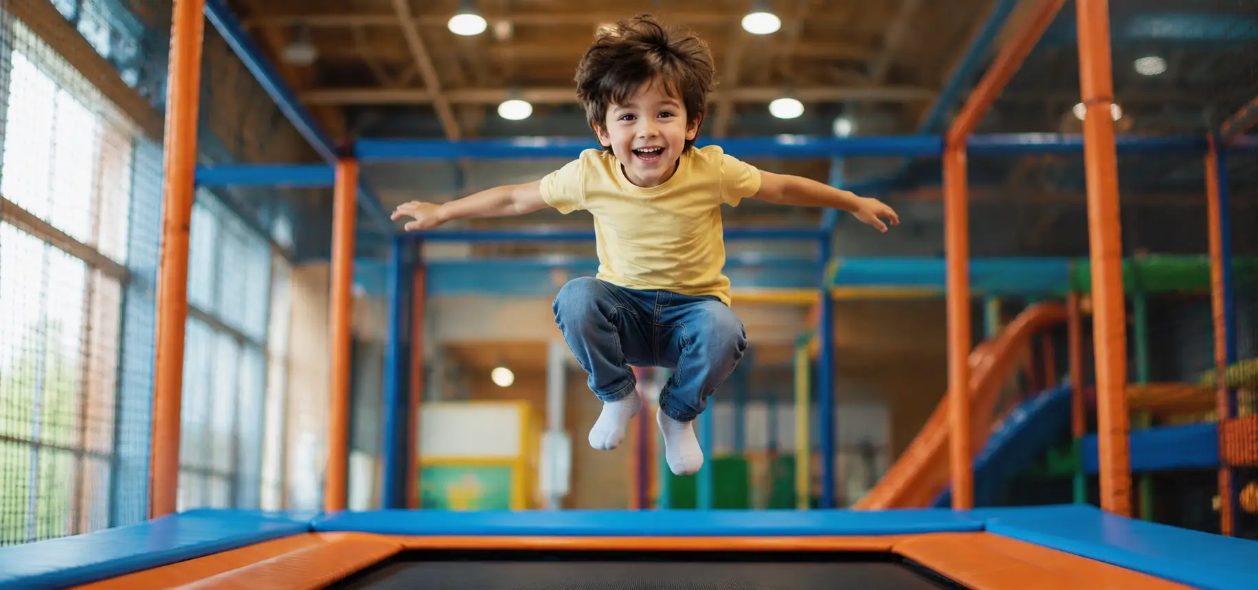 Joyful jump in the play zone